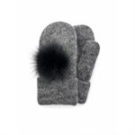 Icelandic Wool Mittens (Grey with Black Pom)