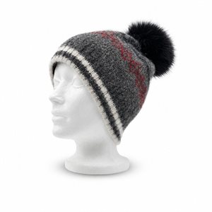 Icelandic Wool Toque (Black/Grey with Black Pom)